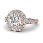 Bague solitaire 1.60 carat or rose diamant naturel rond Arianna